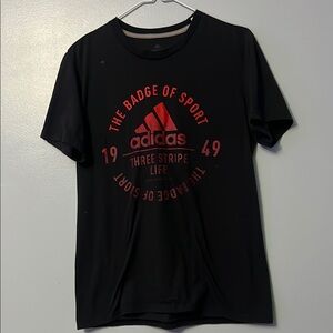 Adidas Black T-Shirt with Red Logo